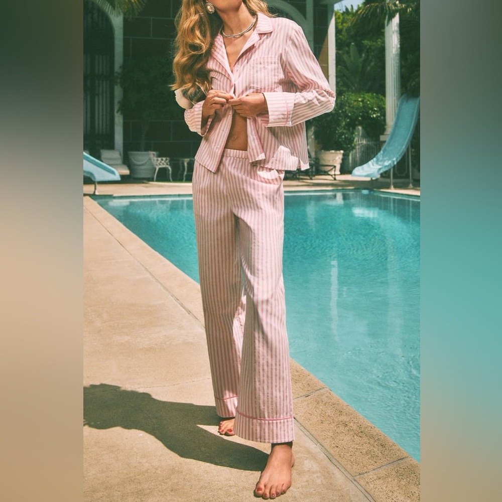 Reformation Coco Contrast Piping Stretch Organic Cotton Pajamas